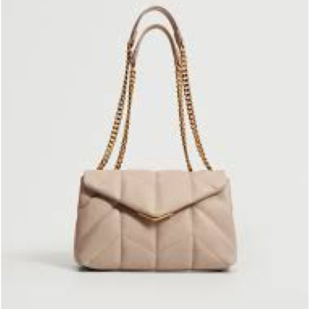 Mango Quilted Shoulder Bag in Beige